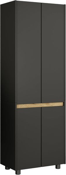 VCM Badmöbel Hochschrank Cosila 922366 Anthrazit / Honig-Eiche H. 165 x B. 57 x T. 33 cm