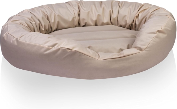 BedDog® Hundebett SUNNY 4in1 oder einfarbig, großes Hundekörbchen aus Cordura, waschbares Hundebett mit Rand, Hundekissen oval-rund, L-XXXL 3XL, NAMIB-SAND (beige)