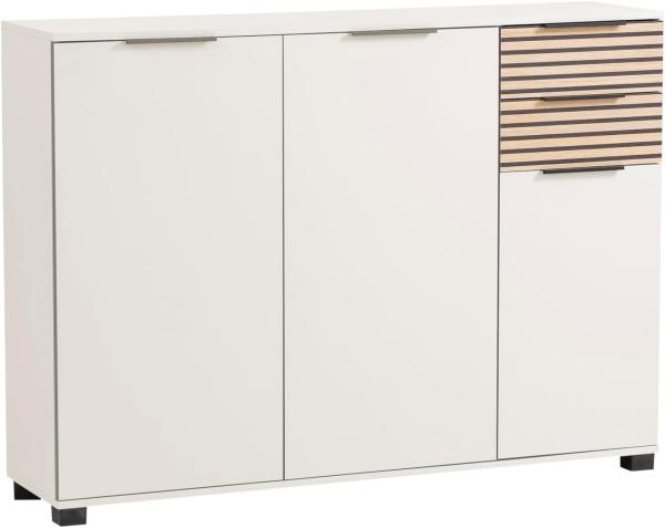 Schildmeyer Schuhschrank Alexa, Holzwerkstoff, Cremebeige/Akustikpaneel Dekor, 141,9 x 35,0 x 105,5 cm