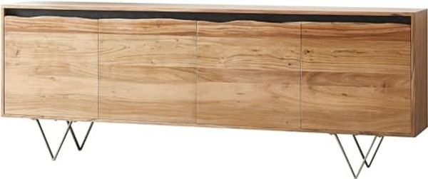 Sideboard Stonegrace 200x45 cm Akazie Natur 4 Türen Baumkante