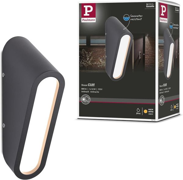 Paulmann 94733 LED Außenwandleuchte Cliff seewasserresistent IP44 64x116 mm