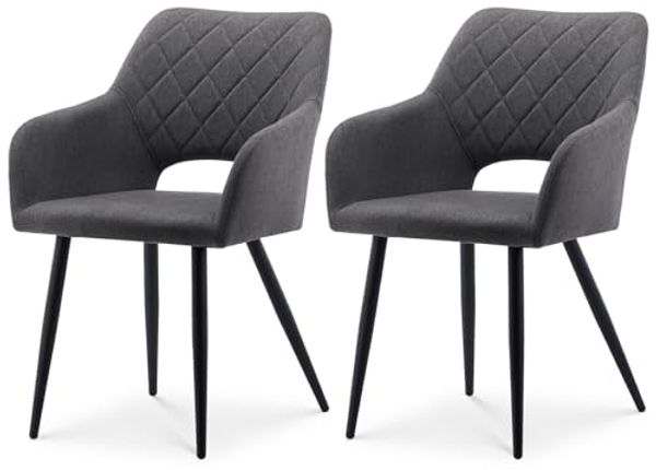 TUKAILAI Esszimmerstühle 4er Set aus Leinen, Küchenstuhl Polsterstuhl mit Offener Rückenlehne,Armlehnen,Gepolstertem Sitz, Metallbeinen, Stühle für Wohnzimmer,Esszimmer,Küche