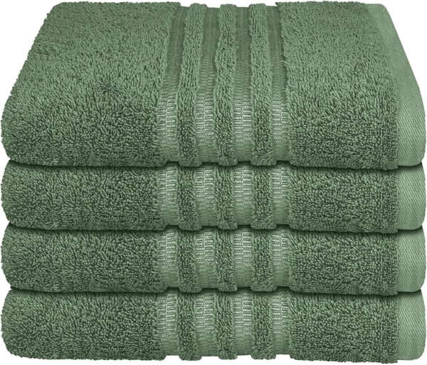 Schiesser Frottier Handtücher Milano im 4er Set aus Flauschiger, hautfreundlicher Baumwolle, Made IN Green, Farbe:Dunkelgrün, Größe:50x100 cm