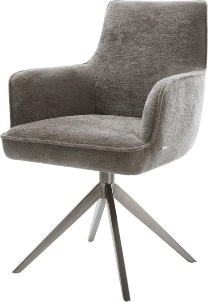 Drehstuhl Heira-Flex mit Armlehnen Bouclé Soft Schlamm Kreuzgestell breit Graphit 360° drehbar Wippfunktion Taschenfederkern