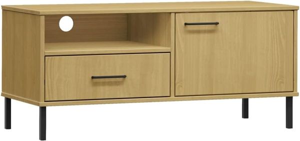 vidaXL TV-Schrank OSLO mit Metallbeinen Braun Massivholz Kiefer [351021]