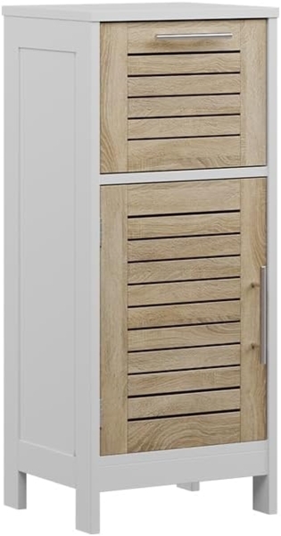 Midischrank Looma Weiß/Eiche 35 x 80 cm mit 1 Schublade Vicco