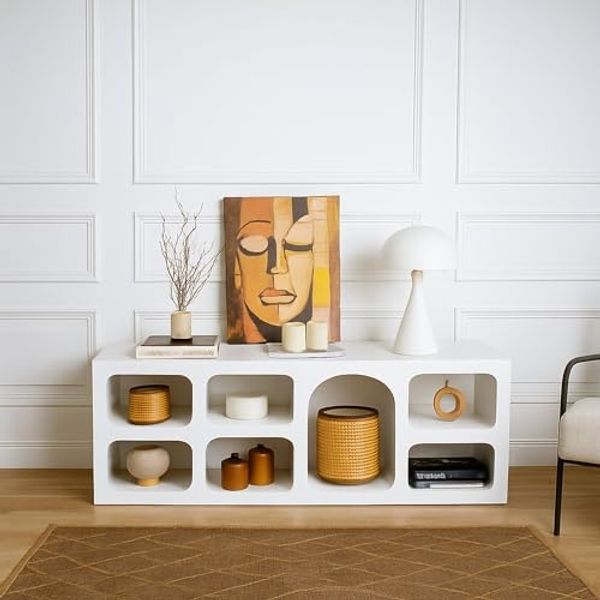 Dmora Kommode Bellatrix 160 x 38 x 51h cm Weiß 6 Fächer, Anrichte