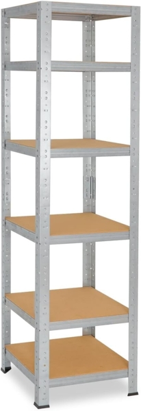 shelfplaza HOME 230x23x23 cm Schwerlastregal in grau-verzinkt mit 6 Böden und 145 kg Traglast pro Boden