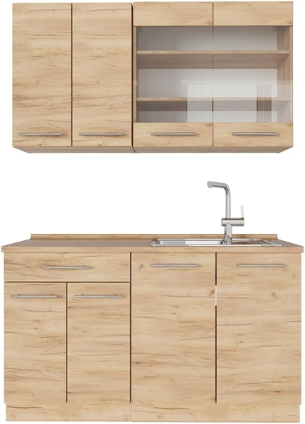 Singleküche Fame-Line Goldkraft Eiche 140 cm , AP Eiche Vicco