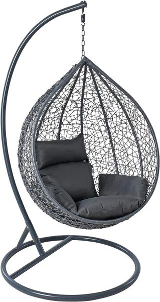 Polyrattan Hängesessel Hängekorb mit Gestell Rattan Hängestuhl Sessel Anthrazit