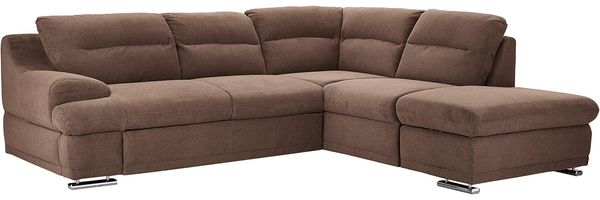 Mivano Ecksofa Coast / Große Sofagarnitur in L-Form mit Ottomane rechts, 264 x 88 x 217, Mikrofaser: hellbraun