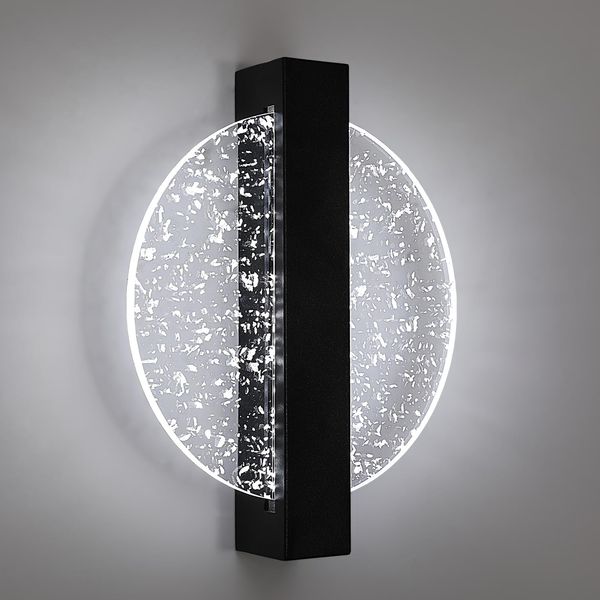 Comely Wandleuchte Innen LED, Schwarz 12W 1500LM Rund LED Wandlampe Kaltes Weiß 6500K, Wandbeleuchtung Innen für Wohnzimmer, Schlafzimmer, Treppenhaus, Flur