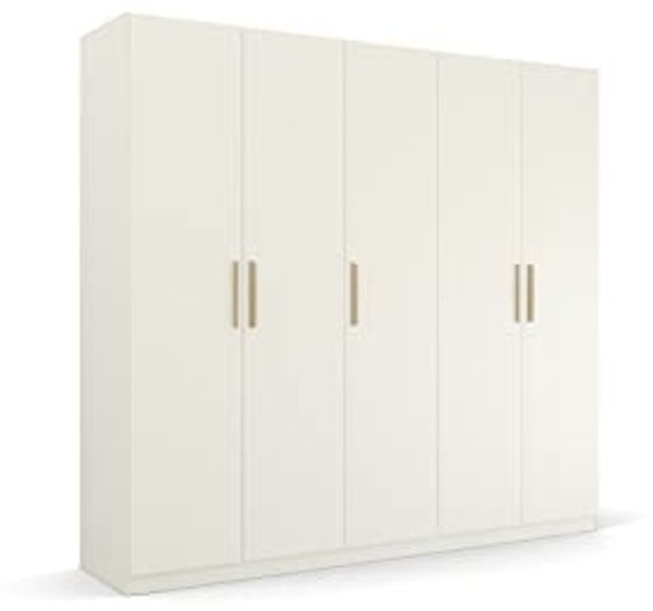 Rauch Möbel Skandi by Quadra Spin Schrank Drehtürenschrank, Weiß, 5-trg, inkl. 3 Kleiderstangen, 3 Einlegeböden, BxHxT 226 x 210 x 54 cm