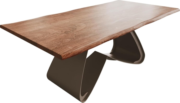 Esstisch Edge 200x100 Akazie Braun W-Gestell Metall Effektfinish Titan Live-Edge