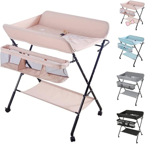 Faltbarer Wickeltisch für Babywannen, tragbarer multifunktionaler Wickeltisch, höhenverstellbar, 2in1-Wickeltisch mit Babywanne, tragbarer Wickeltisch
