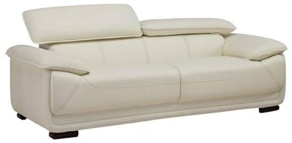 Vente-unique - MACELO Sofa Leder Weiß - B 97 cm x H 75 cm x L 204 cm