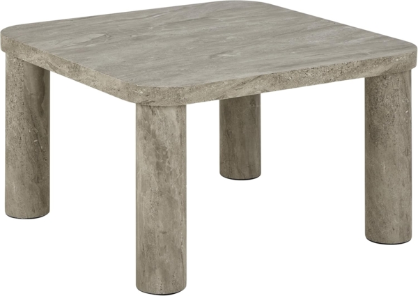 AC Design Furniture Maria Quadrat Couchtisch, Tischplatte und Gestell grau Mamor River rau Papier, 60 x 60 x 36 cm