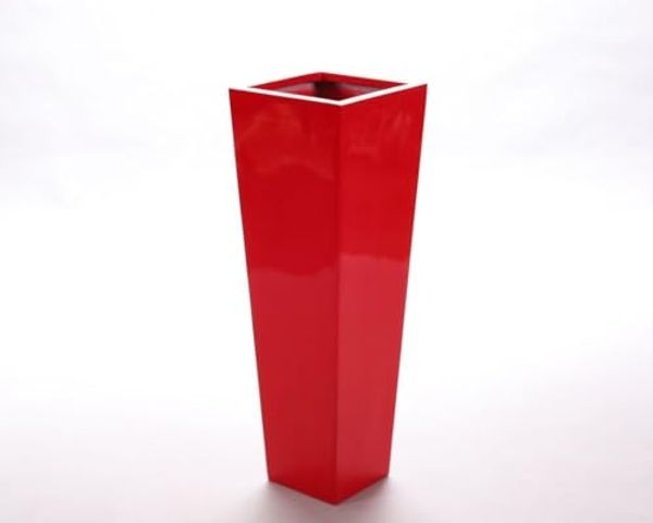 Pflanzkübel Blumenkübel Blumentopf Fiberglas Säule konisch LxBxH 30 x 30 x 90 cm hochglanz rot