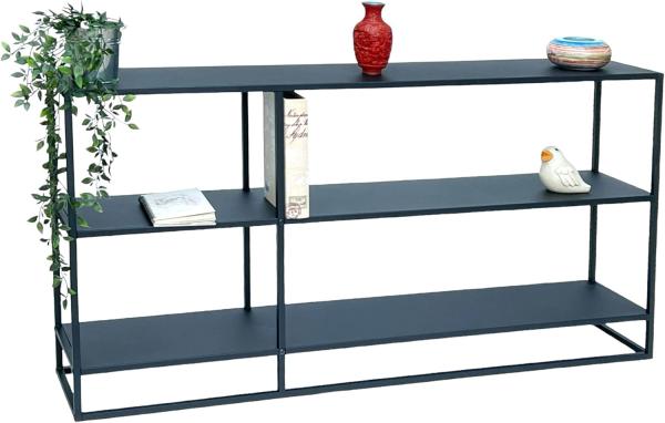 DanDiBo Ablageregal Konsolentisch Metall Schwarz Schmal 3 Ebenen Modern 140x70x25 cm Regal