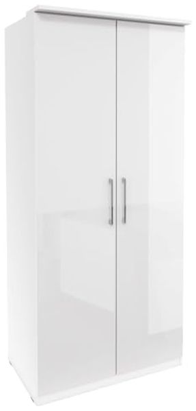 Kleiderschrank ""Optima"" Schrank 90 cm weiß Hochglanz 2-Türig
