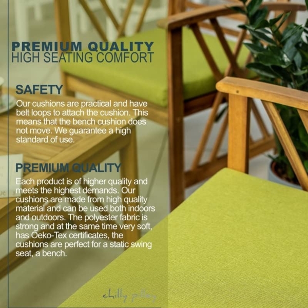 chilly pilley Bankkissen Bankauflage Polsterauflage Reißverschluss mit Schlaufen Kissen für Gartenbank Gartenbankauflage für Gartenmöbel Sitzkissen & Rückenkissen Outdoor (130 x 60 x 5 cm, Silber) Bild 5