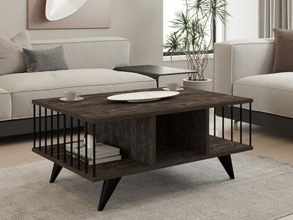 Hanah Home Stylish Anthracite Coffee Table, 90 x 60 x 40 cm | 100% Melamine Coated Particle Board, 18 mm Thick | Modern Design for Living Room & Lounge