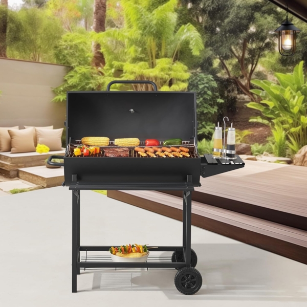 casa.pro 'Armento' Grillwagen, Stahl schwarz, 95 x 108 x 61 cm