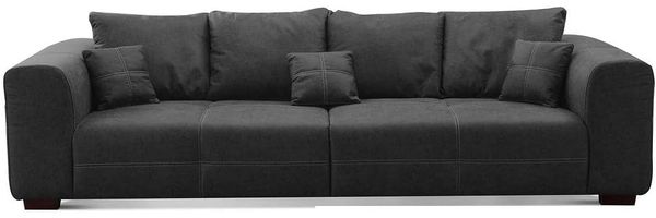 CAVADORE Big Sofa Mavericco inkl. Kissen / XXL-Couch mit tiefen Sitzflächen und modernem Design / 287 x 69 x 108 / Lederoptik dunkelgrau