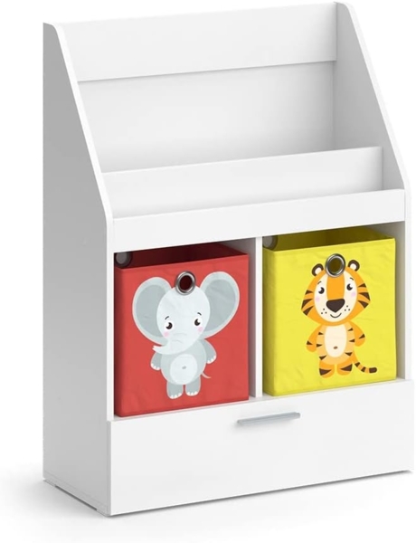 Kinderregal Luigi Weiß 72 x 96.2 cm mit Schublade und 2 Faltboxen opt. 5 Vicco