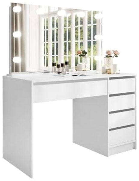 Lookway Schminktisch MADA ELITE mit Spiegel und LED Beleuchtung (1x Schreibtisch 1x Spiegel), Breite: 120 cm