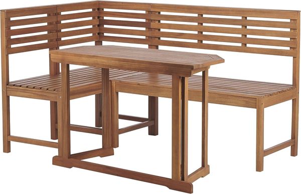 Beliani 'TREIA' Gartentisch Set, Akazienholz Heller Holzfarbton, 110x47x74 cm