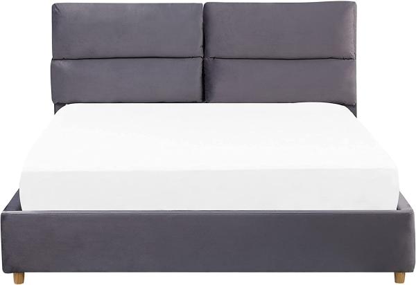 Polsterbett 'BATILLY' Samtstoff mit Bettkasten hochklappbar Grau 180x200 cm Bild 5