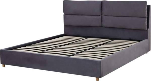Polsterbett 'BATILLY' Samtstoff mit Bettkasten hochklappbar Grau 180x200 cm Bild 7