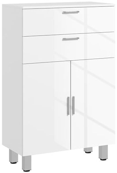 Kleankin Badkommode Badezimmerschrank (Badezimmer-Aufbewahrungsschrank, 1 St, mit Schublade, verstellbare Regale), 60 x 30 x 93 cm, Weiß