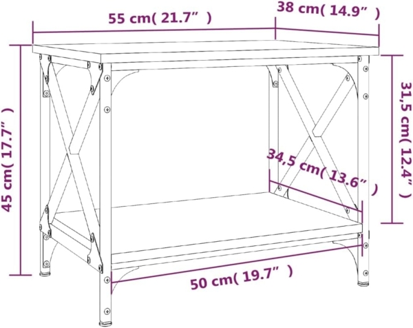 vidaXL Beistelltisch Sonoma-Eiche 55x38x45 cm Holzwerkstoff 823328 Bild 3