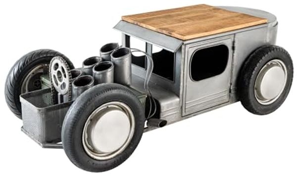 riess-ambiente Couchtisch HOT ROD 160cm natur / silber (Einzelartikel, 1-St), Wohnzimmer · Stahl · Mango-Massivholz · mit Stauraum · Oldtimer-Design