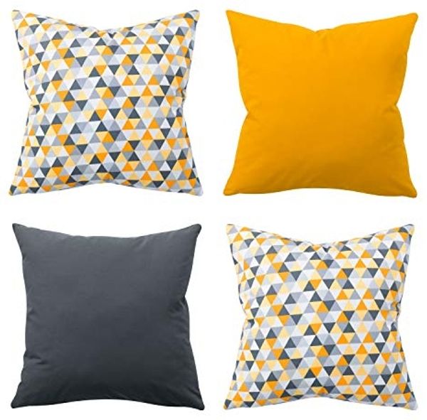 Amilian Dekokissen 4er Set - Dekokissen mit Füllung - 40x40 cm - Deko Kissen