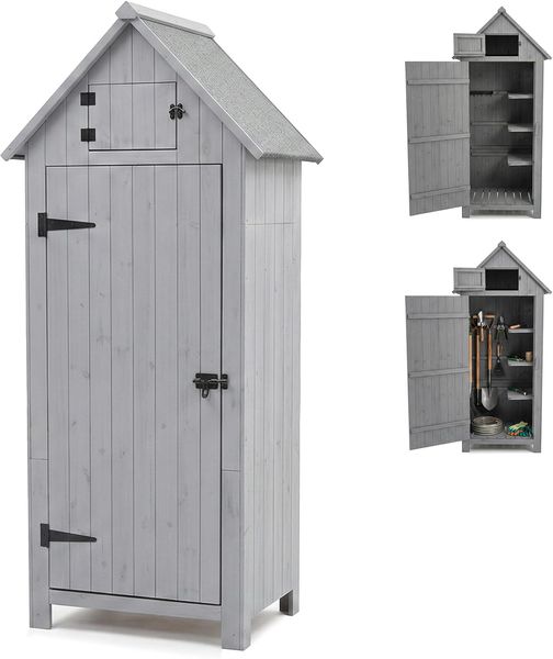 RELAXDAYS Garten-Geräteschrank, Holz grau, 77x53x179 cm