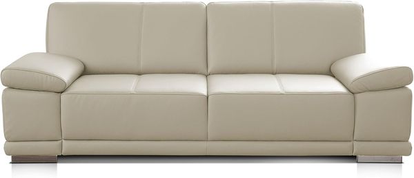 CAVADORE 3,5-Sitzer Ledersofa Corianne / Große Couch im Echtlederbezug und modernem Design / Mit verstellbaren Armlehnen / 248 x 80 x 99 / Echtleder weiß