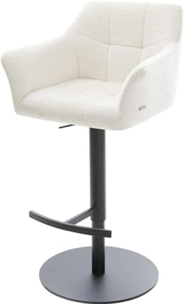 Barstuhl Yulo-Flex Bouclé Soft Beige Drehfuß höhenverstellbar Metall Schwarz