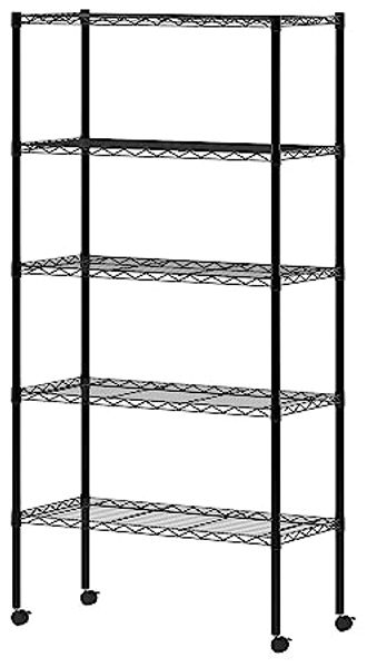 Furinno Wayar 5-stufiges Lagerregal aus Metall, 76 x 36 x 158 cm, Schwarz