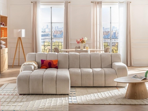 Vente-unique - Ecksofa - Ecke links - Chenille Stoff Beige - BELADON Bild 8