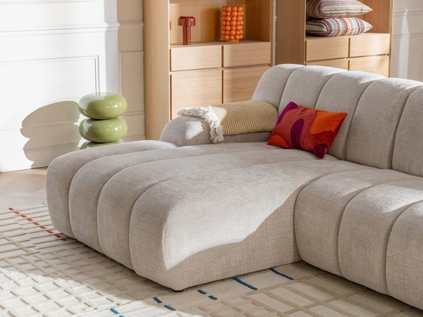 Vente-unique - Ecksofa - Ecke links - Chenille Stoff Beige - BELADON Bild 9