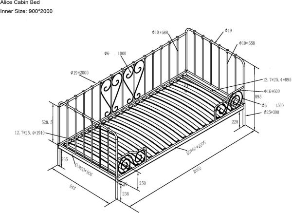 Vipack 'Alice' Kojen-Metallbett 90x200 cm schwarz Bild 3