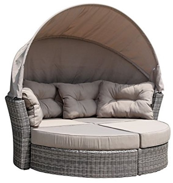 Relaxinsel MARBELLA, Alu + Polyrattan grau bicolor, Polster taupe