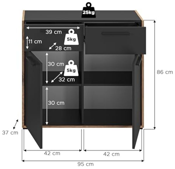 Kommode >Bueno< in Basalt - 95x86x37cm (BxHxT) Bild 3
