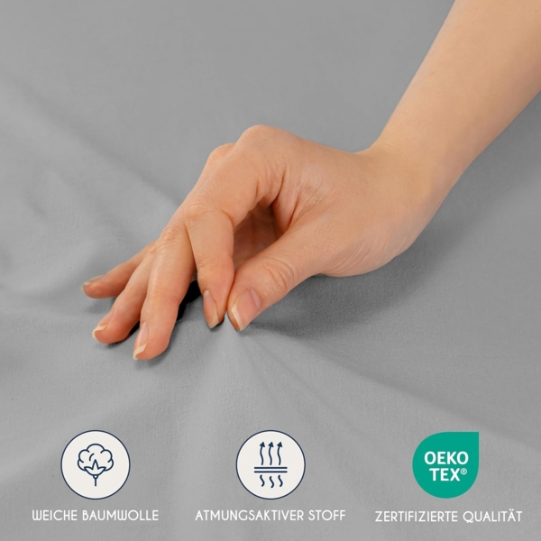 Dreamzie - Spannbettlaken 80x200 cm - Baumwolle Oeko Tex Zertifiziert - Grau - 100% Jersey Spannbetttuch 80x200 Bild 5