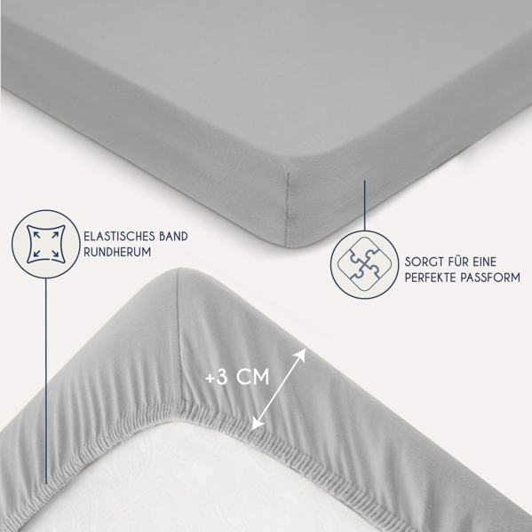 Dreamzie - Spannbettlaken 80x200 cm - Baumwolle Oeko Tex Zertifiziert - Grau - 100% Jersey Spannbetttuch 80x200 Bild 4