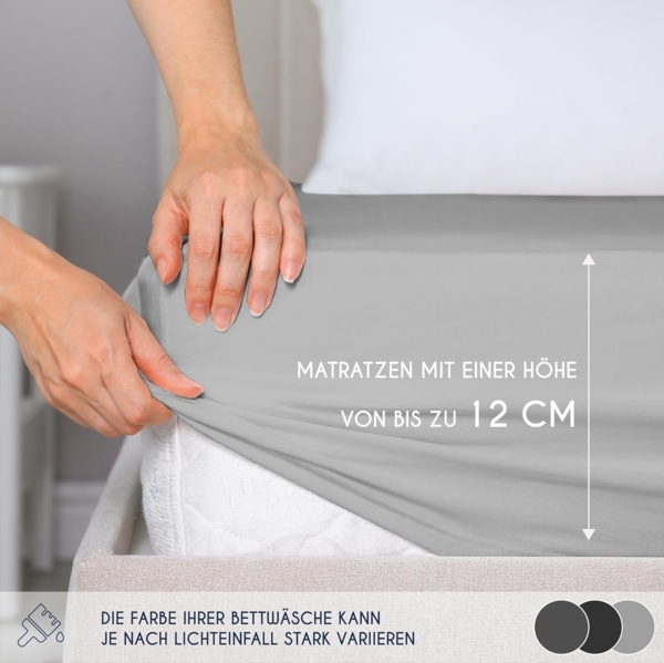 Dreamzie - Spannbettlaken 80x200 cm - Baumwolle Oeko Tex Zertifiziert - Grau - 100% Jersey Spannbetttuch 80x200 Bild 3