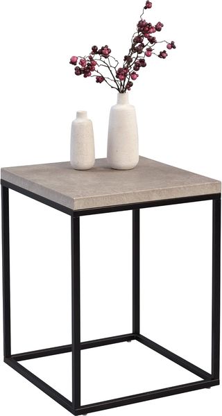 M2 Kollektion Olaf Beistelltisch, Holzdekor, Metall Schwarz Matt Betonoptik, 40 x 40 x 52 cm